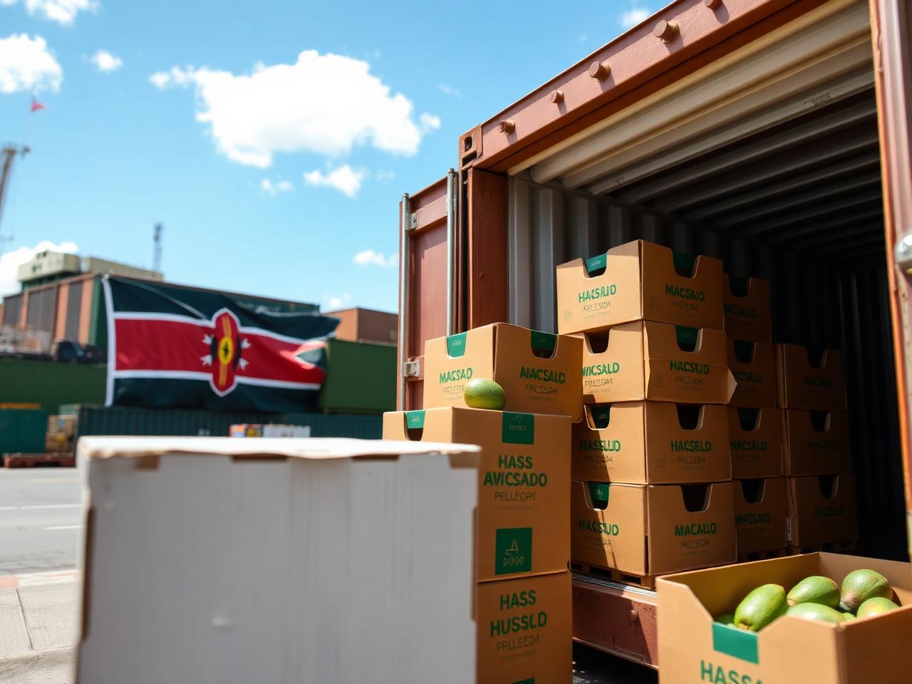 Fresh produce export boxes loaded for shipping